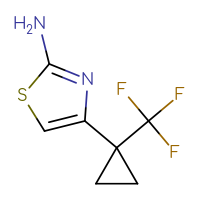 Chemical structure of 4-[1-(trifluoromethyl)cyclopropyl]-1,3-thiazol-2-amine - CSSB00116881367