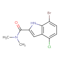 Chemical structure of 7-bromo-4-chloro-N,N-dimethyl-1H-indole-2-carboxamide - CSSB07359990179