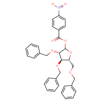 Chemical structure of (3S,4R,5R)-3,4-bis(benzyloxy)-5-[(benzyloxy)methyl]oxolan-2-yl 4-nitrobenzoate - CSSB00000053597
