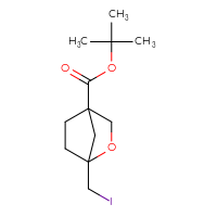 Chemical structure of tert-butyl 1-(iodomethyl)-2-oxabicyclo[2.2.1]heptane-4-carboxylate - CSSB14798815284
