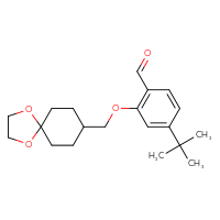 Chemical structure of 4-tert-butyl-2-({1,4-dioxaspiro[4.5]decan-8-yl}methoxy)benzaldehyde - CSSB21414454906