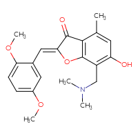 Chemical structure of (2Z)-2-[(2,5-dimethoxyphenyl)methylidene]-7-[(dimethylamino)methyl]-6-hydroxy-4-methyl-2,3-dihydro-1-benzofuran-3-one - CSSB00132868781