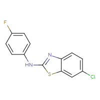 Chemical structure of 6-chloro-N-(4-fluorophenyl)-1,3-benzothiazol-2-amine - CSSB00003676749