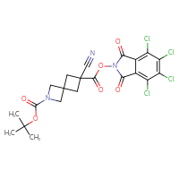 Chemical structure of 2-tert-butyl 6-(4,5,6,7-tetrachloro-1,3-dioxo-2,3-dihydro-1H-isoindol-2-yl) 6-cyano-2-azaspiro[3.3]heptane-2,6-dicarboxylate - CSSB20269989664