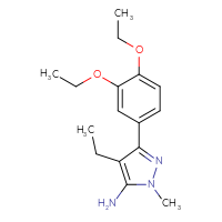 Chemical structure of 3-(3,4-diethoxyphenyl)-4-ethyl-1-methyl-1H-pyrazol-5-amine - CSSB00020652954