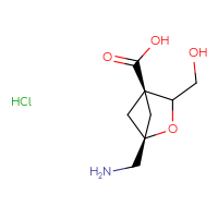 Chemical structure of (1r,4r)-1-(aminomethyl)-3-(hydroxymethyl)-2-oxabicyclo[2.1.1]hexane-4-carboxylic acid hydrochloride - CSSB06741647054