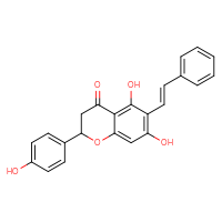 Chemical structure of 5,7-dihydroxy-2-(4-hydroxyphenyl)-6-[(1E)-2-phenylethenyl]-3,4-dihydro-2H-1-benzopyran-4-one - CSSB06595021090
