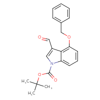 Chemical structure of tert-butyl 4-(benzyloxy)-3-formyl-1H-indole-1-carboxylate - CSSB00010163176