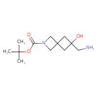 Chemical structure of tert-butyl 6-(aminomethyl)-6-hydroxy-2-azaspiro[3.3]heptane-2-carboxylate - CSSB02125699141