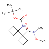 Chemical structure of tert-butyl N-{1'-[methoxy(methyl)carbamoyl]-[1,1'-bi(cyclobutane)]-1-yl}carbamate - CSSB06928761859