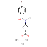Chemical structure of tert-butyl (1r,3r)-3-(N-methyl-4-bromobenzamido)cyclobutane-1-carboxylate - CSSB21432547966