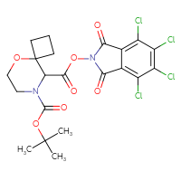 Chemical structure of 8-tert-butyl 9-(4,5,6,7-tetrachloro-1,3-dioxo-2,3-dihydro-1H-isoindol-2-yl) 5-oxa-8-azaspiro[3.5]nonane-8,9-dicarboxylate - CSSB20269989707