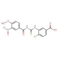 Chemical structure of 4-chloro-3-({[(4-methoxy-3-nitrophenyl)formamido]methanethioyl}amino)benzoic acid - CSSB00102610465