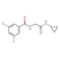 Chemical structure of 2-[(3-chloro-5-fluorophenyl)formamido]-N-cyclopropylacetamide - CSSB02005968560