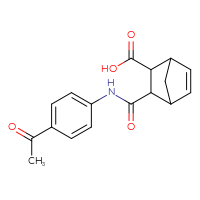 Chemical structure of 3-[(4-acetylphenyl)carbamoyl]bicyclo[2.2.1]hept-5-ene-2-carboxylic acid - CSSB00046174044