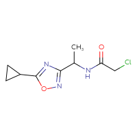 Chemical structure of 2-chloro-N-[1-(5-cyclopropyl-1,2,4-oxadiazol-3-yl)ethyl]acetamide - CSSB21332084864