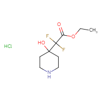 Chemical structure of ethyl 2,2-difluoro-2-(4-hydroxypiperidin-4-yl)acetate hydrochloride - CSSB00102886484