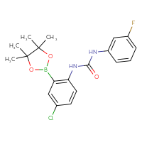 Chemical structure of 3-[4-chloro-2-(4,4,5,5-tetramethyl-1,3,2-dioxaborolan-2-yl)phenyl]-1-(3-fluorophenyl)urea - CSSB21332093102