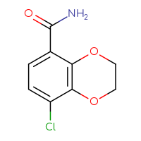 Chemical structure of 8-chloro-2,3-dihydro-1,4-benzodioxine-5-carboxamide - CSSB02270738195