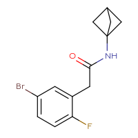 Chemical structure of N-{bicyclo[1.1.1]pentan-1-yl}-2-(5-bromo-2-fluorophenyl)acetamide - CSSB01156968936