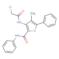 Chemical structure of 3-(2-chloroacetamido)-4-methyl-N,5-diphenylthiophene-2-carboxamide - CSSB20620691127