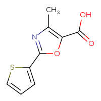 Chemical structure of 4-methyl-2-(thiophen-2-yl)-1,3-oxazole-5-carboxylic acid - CSSB00012330183