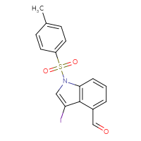 Chemical structure of 3-iodo-1-(4-methylbenzenesulfonyl)-1H-indole-4-carbaldehyde - CSSB21332145536