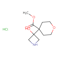 Chemical structure of methyl 4-(3-hydroxyazetidin-3-yl)oxane-4-carboxylate hydrochloride - CSSB20621793502
