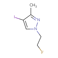 Chemical structure of 1-(2-fluoroethyl)-4-iodo-3-methyl-1H-pyrazole - CSSB00010872355
