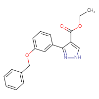 Chemical structure of ethyl 3-[3-(benzyloxy)phenyl]-1H-pyrazole-4-carboxylate - CSSB06584323016