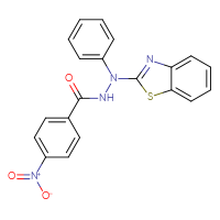 Chemical structure of N'-(1,3-benzothiazol-2-yl)-4-nitro-N'-phenylbenzohydrazide - CSSB00121703036