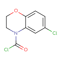 Chemical structure of 6-chloro-3,4-dihydro-2H-1,4-benzoxazine-4-carbonyl chloride - CSSB14959847044