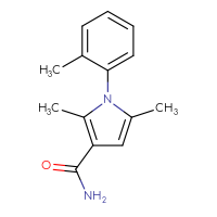 Chemical structure of 2,5-dimethyl-1-(2-methylphenyl)-1H-pyrrole-3-carboxamide - CSSB01995153338