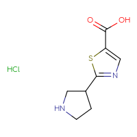 Chemical structure of 2-(pyrrolidin-3-yl)-1,3-thiazole-5-carboxylic acid hydrochloride - CSSB21043406179