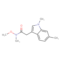 Chemical structure of 2-(1,6-dimethyl-1H-indol-3-yl)-N-methoxy-N-methylacetamide - CSSB15046471757