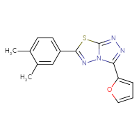Chemical structure of 6-(3,4-dimethylphenyl)-3-(furan-2-yl)-[1,2,4]triazolo[3,4-b][1,3,4]thiadiazole - CSSB00121637356
