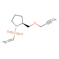 Chemical structure of (2S)-1-(ethenesulfonyl)-2-[(prop-2-yn-1-yloxy)methyl]pyrrolidine - CSMB02136517878
