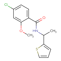 Chemical structure of 4-chloro-2-methoxy-N-[1-(thiophen-2-yl)ethyl]benzamide - CSSB00956682280