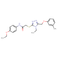 Chemical structure of N-(4-ethoxyphenyl)-2-({4-ethyl-5-[(3-methylphenoxy)methyl]-4H-1,2,4-triazol-3-yl}sulfanyl)acetamide - CSSB00121647181