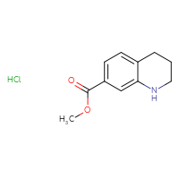 Chemical structure of methyl 1,2,3,4-tetrahydroquinoline-7-carboxylate hydrochloride - CSSB00020626409