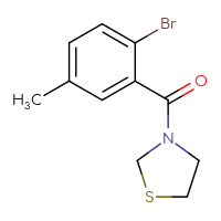 Chemical structure of 3-(2-bromo-5-methylbenzoyl)-1,3-thiazolidine - CSSB00776614461