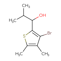 Chemical structure of 1-(3-bromo-4,5-dimethylthiophen-2-yl)-2-methylpropan-1-ol - CSSB02495717104