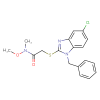 Chemical structure of 2-[(1-benzyl-5-chloro-1H-1,3-benzodiazol-2-yl)sulfanyl]-N-methoxy-N-methylacetamide - CSSB00416961984