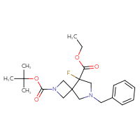 Chemical structure of 2-tert-butyl 8-ethyl 6-benzyl-8-fluoro-2,6-diazaspiro[3.4]octane-2,8-dicarboxylate - CSSB00010770285
