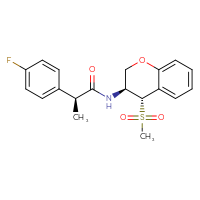 Chemical structure of (2S)-2-(4-fluorophenyl)-N-[(3S,4S)-4-methanesulfonyl-3,4-dihydro-2H-1-benzopyran-3-yl]propanamide - CSSB14823689180