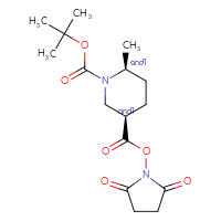 Chemical structure of rac-1-tert-butyl 3-(2,5-dioxopyrrolidin-1-yl) (3R,6S)-6-methylpiperidine-1,3-dicarboxylate - CSSB20620684754