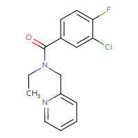 Chemical structure of 3-chloro-N-ethyl-4-fluoro-N-[(pyridin-2-yl)methyl]benzamide - CSSB02035628026