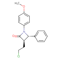 Chemical structure of (3R,4S)-3-(2-chloroethyl)-1-(4-methoxyphenyl)-4-phenylazetidin-2-one - CSSB14813050164