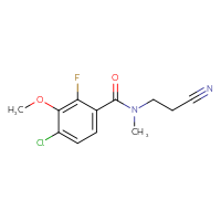 Chemical structure of 4-chloro-N-(2-cyanoethyl)-2-fluoro-3-methoxy-N-methylbenzamide - CSSB06466745101