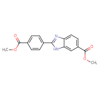 Chemical structure of methyl 2-[4-(methoxycarbonyl)phenyl]-1H-1,3-benzodiazole-6-carboxylate - CSSB01069637851